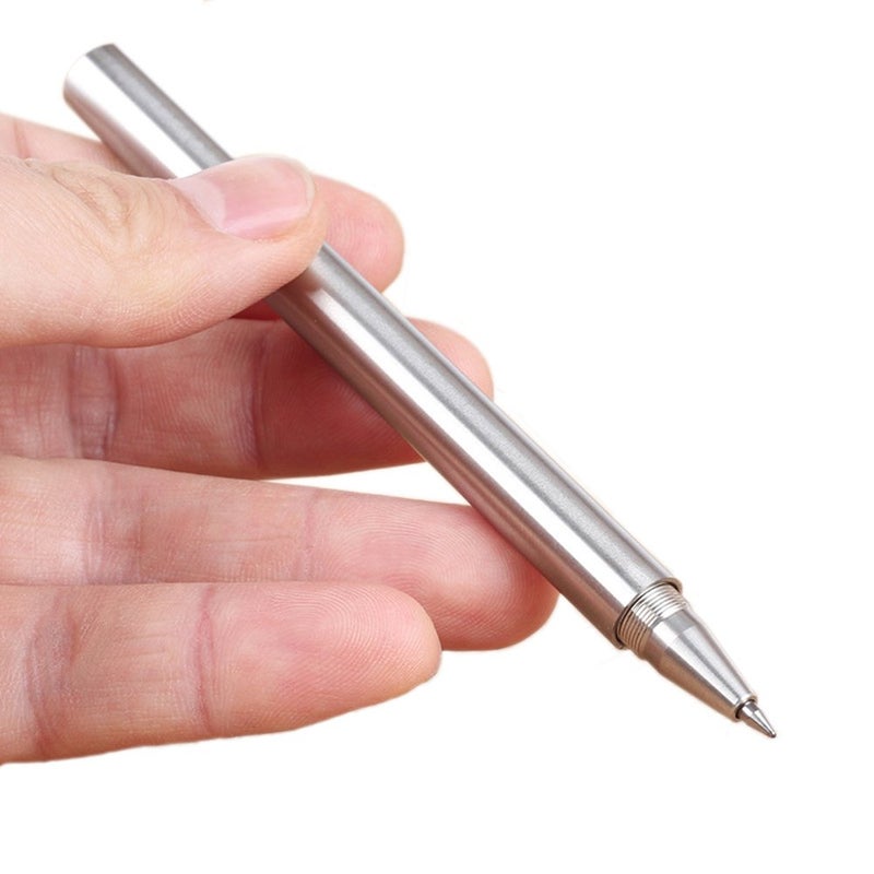EKLOEN Ballpoint Stainless Steel Silver Pen, Fine Point, Black Ink, One Pack - Image 4